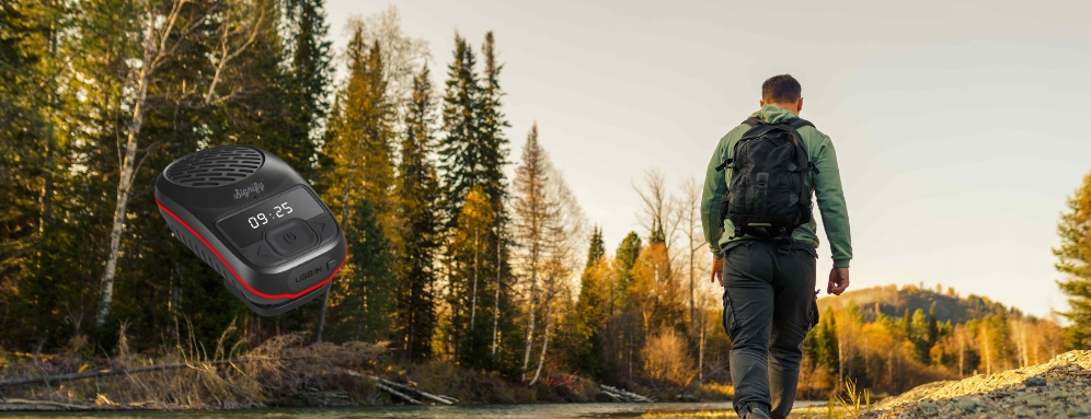 Securely attach the Mini Bluetooth® Speaker with Magnetic Clip to clothing, making it ideal for hiking, cycling, and much more